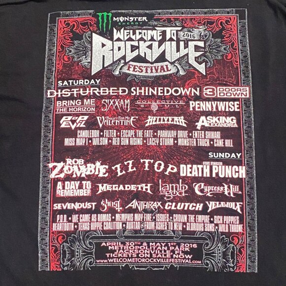 Welcome to Rockville XL Heavy Metal Festival 2016 TShirt Disturbed Zombie 5FDP - Picture 3 of 16